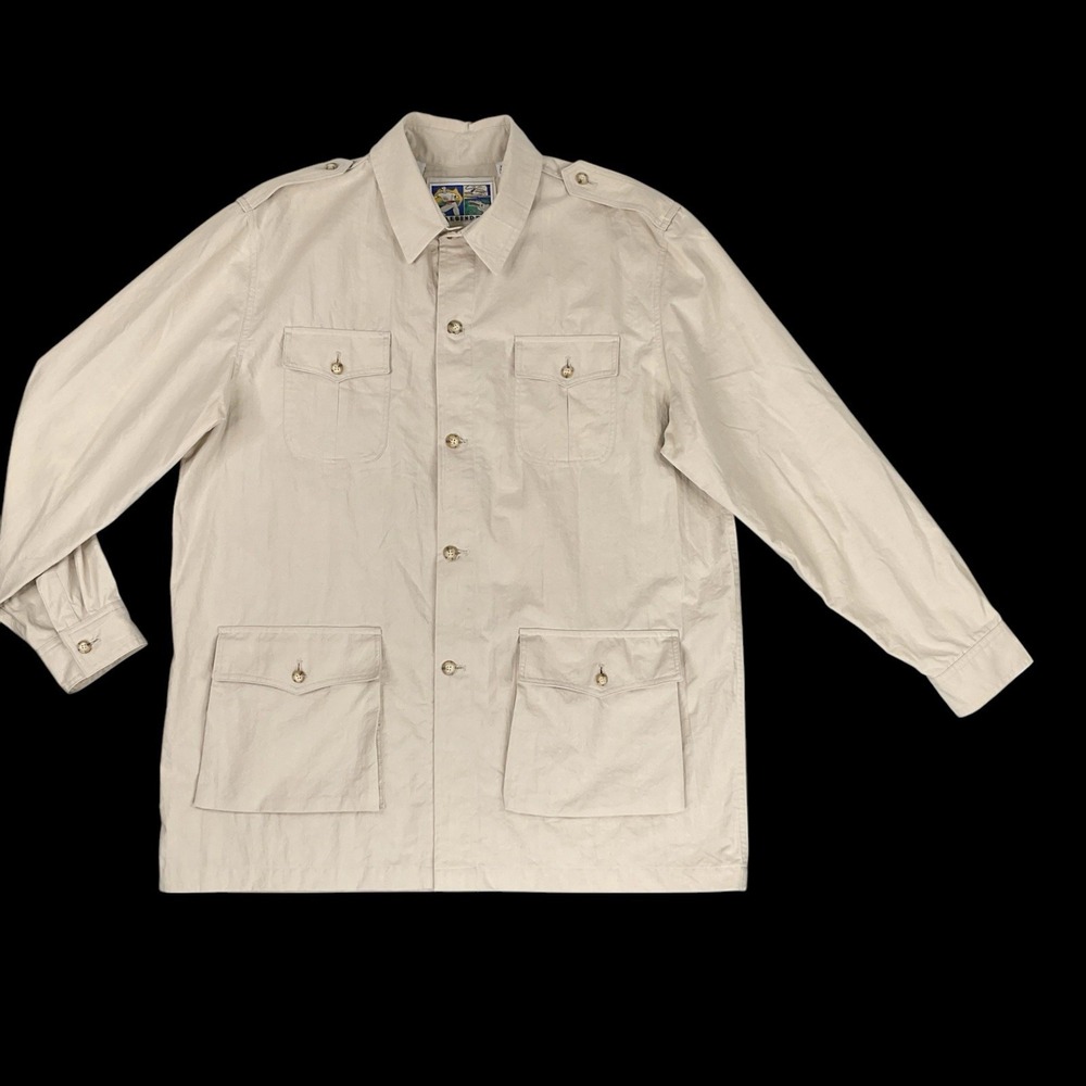 Legends Shirt Men XLT Beige Long Sleeve Button Down Shacket Vintage